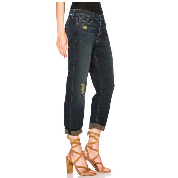 MOTHER Distressed Cropped Tapered Boyfriend Jeans Size 24 - Picture 5 of 12